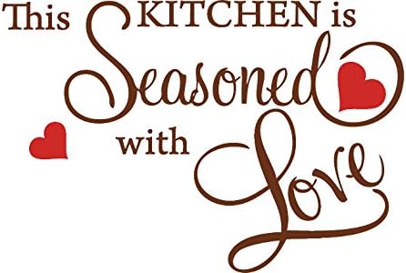 Picniva Brown 27'' X 40'' This Kitchen is Seasoned with Love Wall Quote Sticker by Picniva