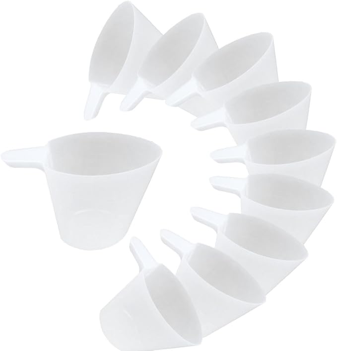 Worry-Free 1 Cup Measuring Cup (10 Count) - USA Made Plastic Measuring Cup, BPA Free. Clear, with Markings for Cups, ml, Ounces. Use for Dry, Liquid or as a Dog Food Scoop