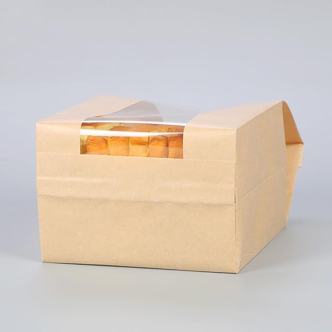 GRANDAN 100 Packs Large Paper Bread Bags for Homemade Bread, Kraft Paper Bakery Bags with Window for Sourdough Toast Packing Storage, Baked Loaf Gifting Bag Bonus Label Seal Stickers 12.6x8.3x4.0 inch - Image 4