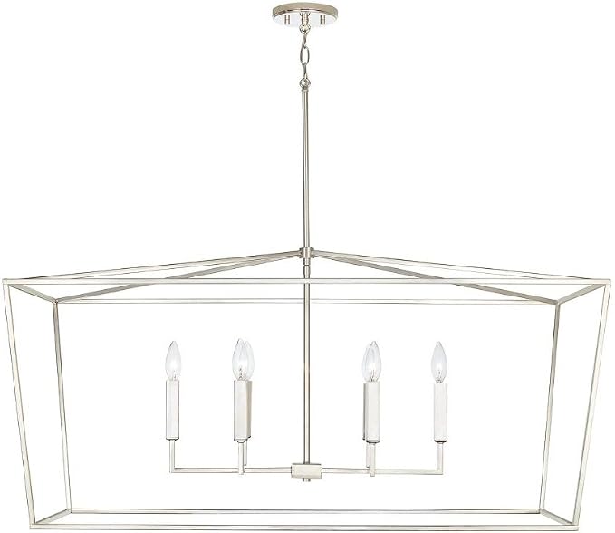 Capital Lighting 837661AD Thea Symmetrical Clear Line Island/Linear Pendant, 6-Light 360 Total Watts, 21" H x 42" W, Aged Brass - Image 2