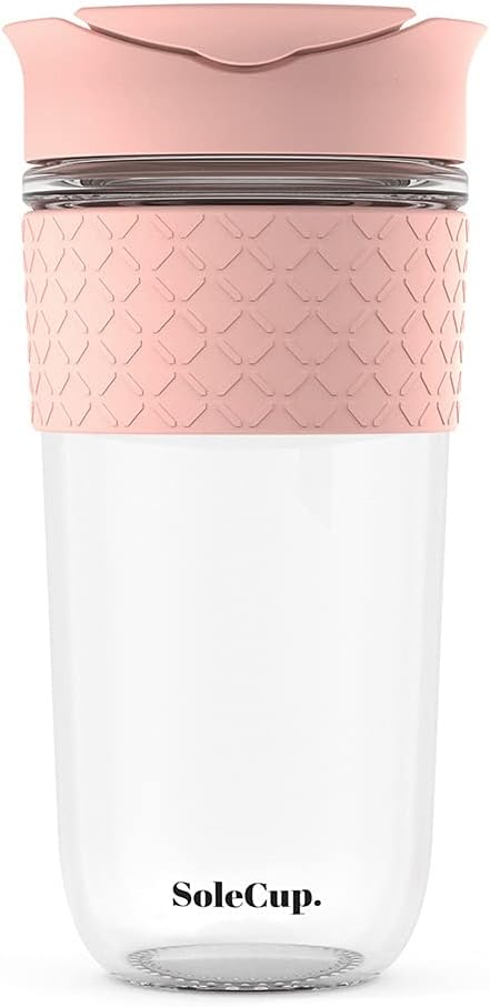 Large Travel Mug - Reusable Insulated Coffee Mug - 18oz/530ml BPA-Free Hot Drink Travel Mug with Lid & Silicone Band (Pink, 18oz)