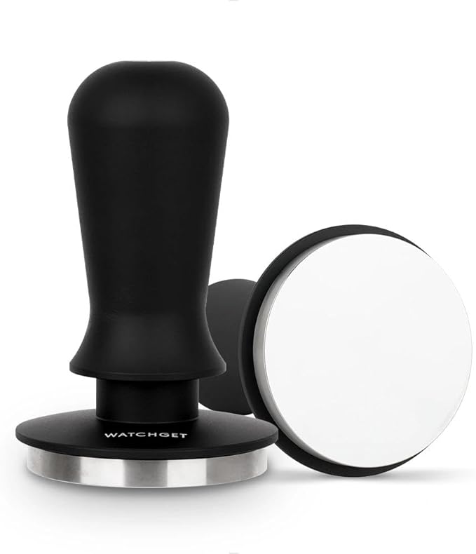 watchget 58mm Espresso Coffee Tamper 30lbs Double Spring Loaded Tamper Barista Calibrated Coffee Tamper Fits 58mm Portafilter Espresso Machine Anodized Aluminum Handle and Stainless Steel Flat Base