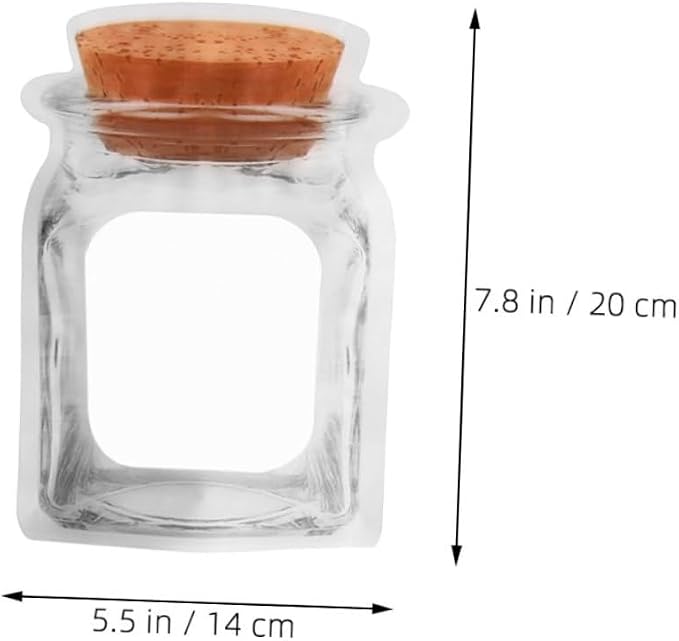 minkissy 50pcs Self-sealing Snack Wrapping Pouches Cute Reusable Jar Bags for Baked Goods Cookies and Candy Stand Storage Bags Unique Cork Bottle Design - Image 2