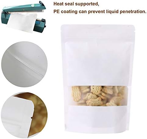 Muka 50 PCS White Kraft Bags Toaster Bags with Frosted Window | Food Grade Spouted Pouches, Leak-Proof Cap, Temp -20 - Image 5