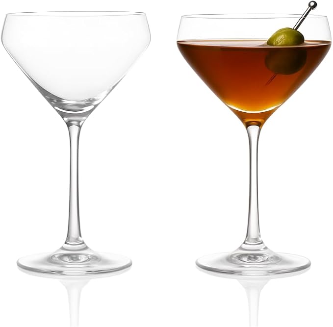 LEMONSODA Hand Blown Nick & Nora Classic Martini Glasses, Set of 2 | 10oz 1930s Vintage Cocktail Glassware Set for Manhattan, Cosmopolitan, Espresso, Lemon Drop & Dirty Martini, Gift Box by LEMONSODA