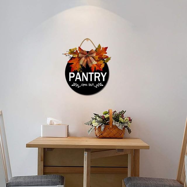 Pantry Sign,Pantry Rustic Round Wooden Wreath,Farmhouse Front Door Front Porch Decor,For Holiday Home Shop Farmhouse Window 12" - Image 5