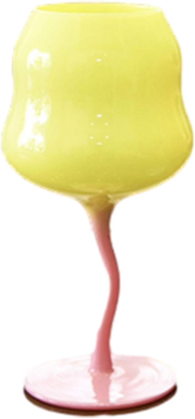 Wine Glass Goblet Cocktail Glass Unique Colored Glassware Red Wine Goblets Martini Goblet Cup for Anniversary Home Party, Yellow by Unknown