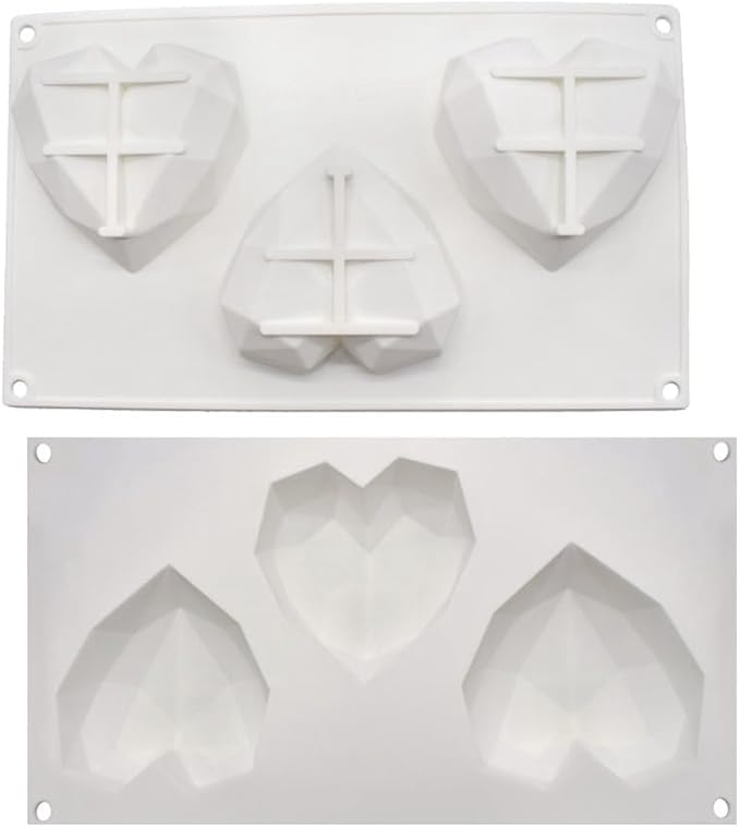 Diamond Heart Silicone Chocolate Mold DIY Cake Accessories Molds Kitchen Ice Cubes Biscuit Pastry Manual Baking Mould (Lover Heart J_11.76 X6.88 X1.2 inch) - Image 5