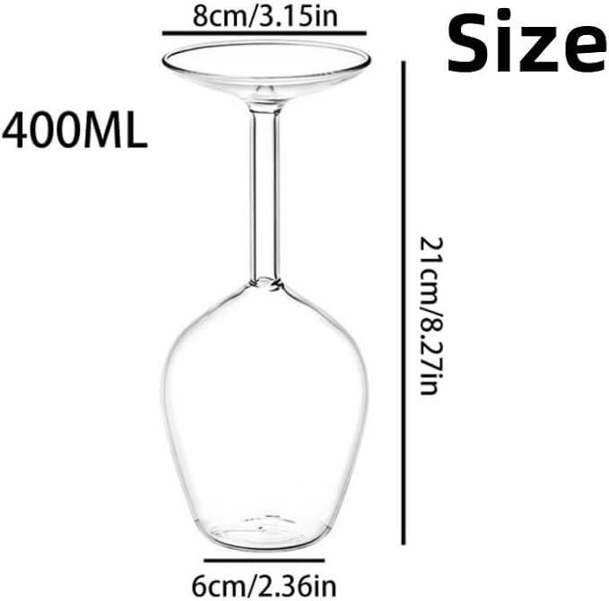 Upside Down Wine Glass, Inverted Wine Glass, Funny Red Wine Glasses (2PCS) | Novelty Upside-Down Stemware for Cocktails, Juice & Parties, Modern Creative Glassware Gift, 400ml - Image 7