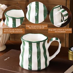 Ceramic Mug,14 oz Cute Mug,Ceramic Coffee Cup,Diner Mug,Espresso Mug,Pretty Mug,Hand-Painted Coffee Cup (Green) - Image 3