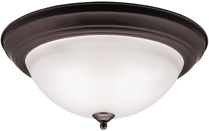 Kichler 16" 3-Light Flush Mount Light, Brushed Nickel | Satin etched glass diffuser complements kitchens, bathrooms, and hallways (16" x 7"), 8116NI by KichlerLighting