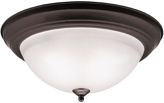 Kichler 16" 3-Light Flush Mount Light, Brushed Nickel | Satin etched glass diffuser complements kitchens, bathrooms, and hallways (16" x 7"), 8116NI by KichlerLighting