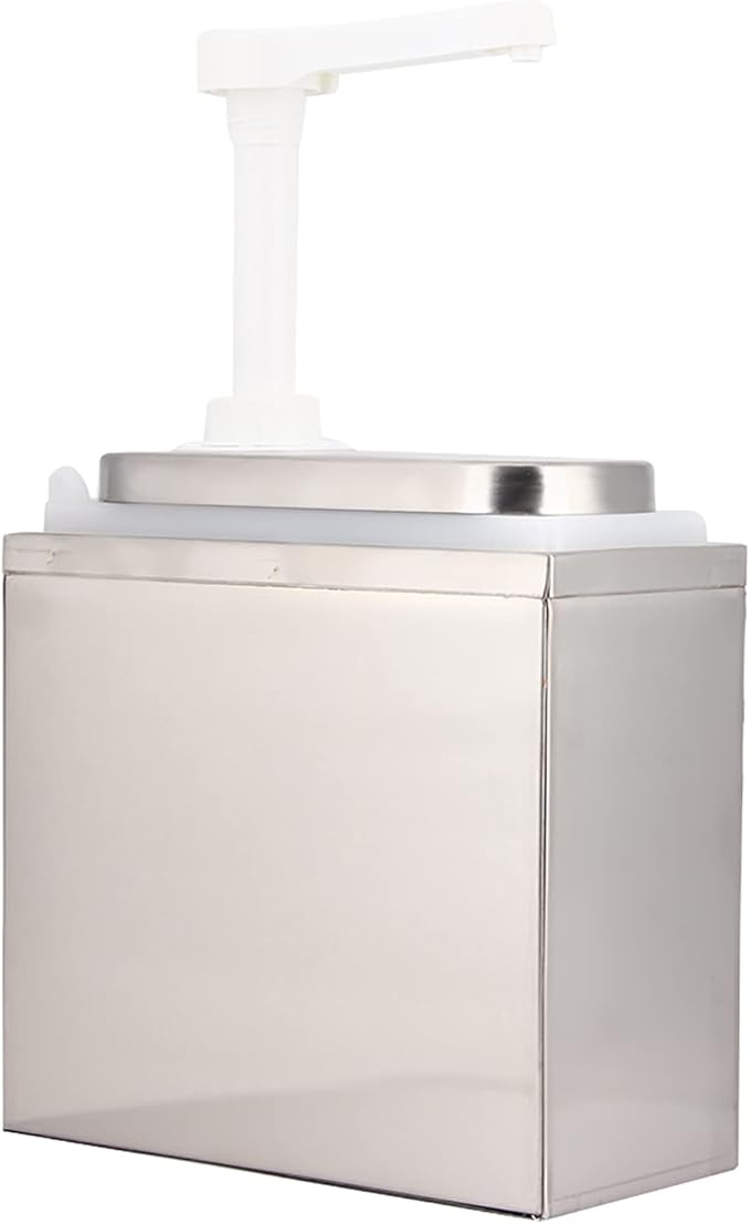 Sauce Pump Dispenser, Stainless Steel Condiment Pump Station with Lid and Base Coffee Syrup Dispenser for Home Restaurant Hotel (2L base included)
