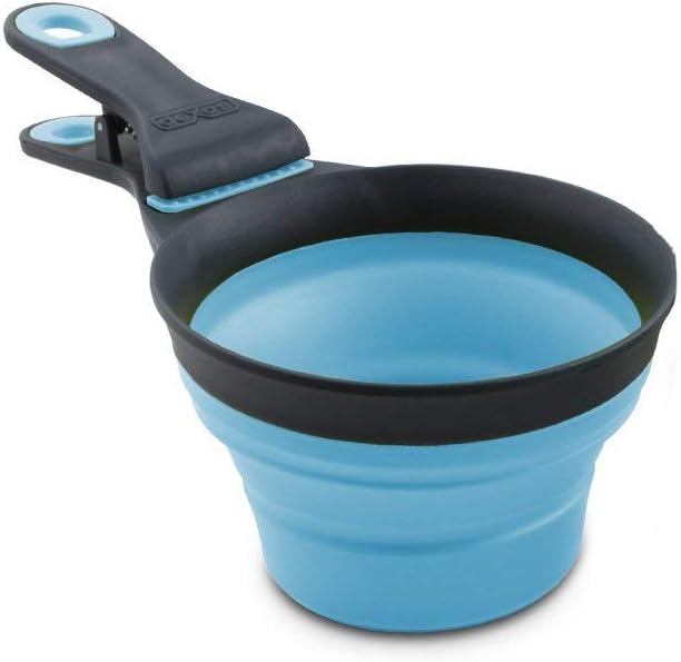 Dexas Popware for Pets Collapsible KlipScoop, 2 Cup Capacity, Gray/Blue