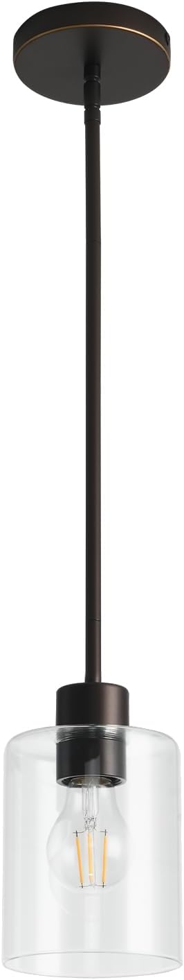 Brown and Gold Pendant Lights Kitchen Island - Clear Glass Pendant Light Fixture Multiple Stems Rods 3 Units 12 Inch 3 Units 4 Inch (1 Pack Brown and Gold Downrod) by KLSSLighting