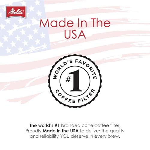 Melitta #4 Natural Brown Cone Coffee Filters – 300 Count (Pack of 3), Fits 8–12 Cup Brewers & Pour Over, Compostable