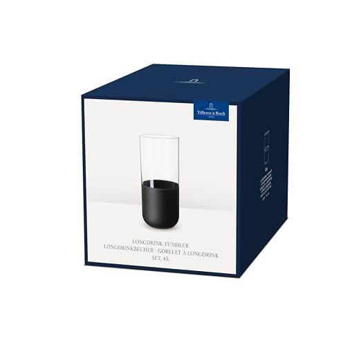 Villeroy & Boch Manufacture Rock Collection Longdrink Glass Set, Set of 4, Crystal Glass with Matte Black Base, Made in Europe, Capacity 10 oz | Matte black crystal glass long drink glasses, hand wash only, make cocktail hour feel like a design statement - Image 4