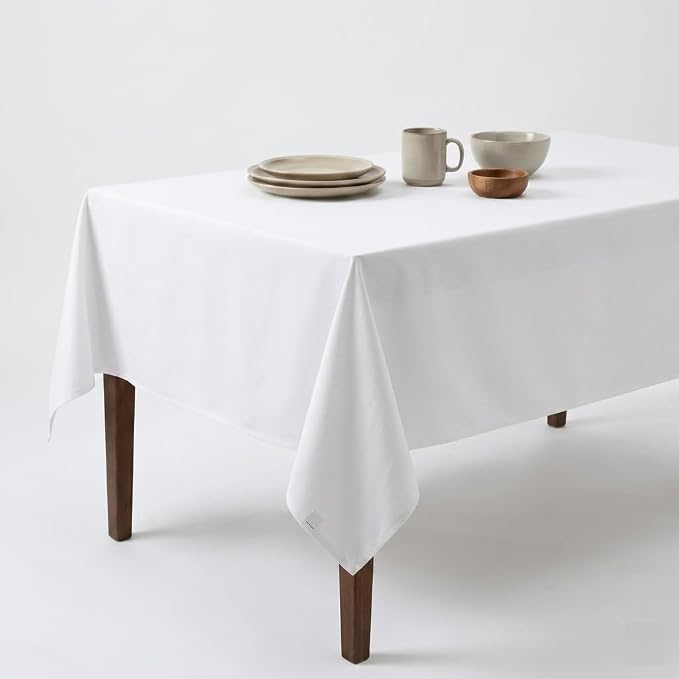 Urban Villa Tablecloth Cotton Tabletop 60x102 (8-10 Seats) White by CottonTrends