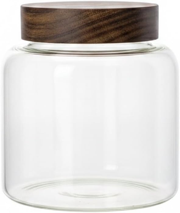 Store Dry Pantry Staples in This Borosilicate Glass Jar with Acacia Wood Lid by Unknown