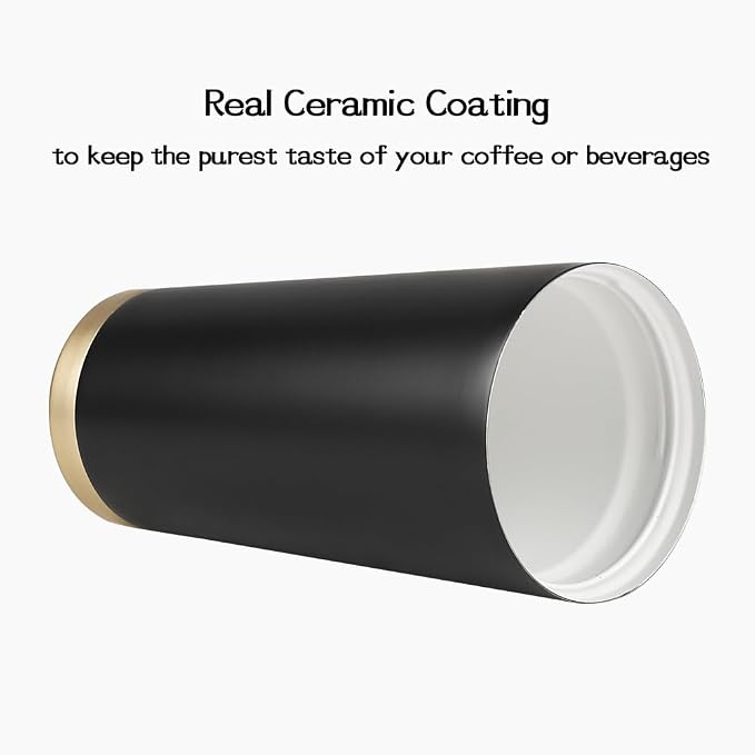 Funkrin Coffee Travel Mug with Flip Lid, 16oz Insulated Tumbler Cup with Ceramic Coating, Double Wall Vacuum Leak-Proof Tumbler for Office School Party Camping - Image 2