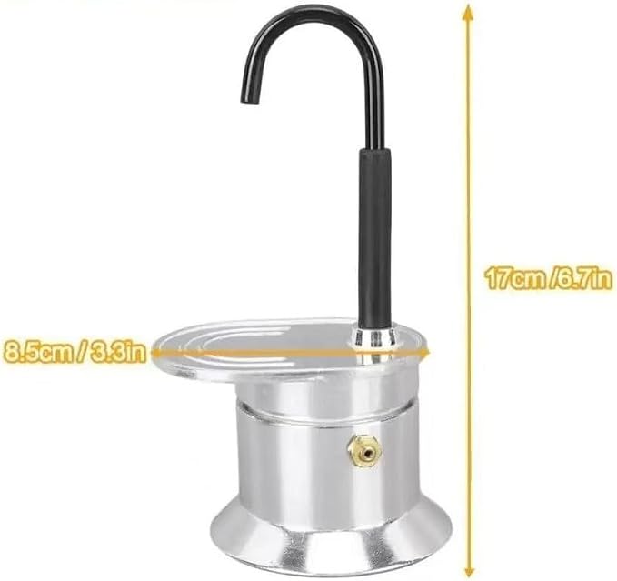 Portable Aluminum Moka Pot Espresso Maker, 50mL Single Cup Stovetop Coffee Maker for Travel Camping Home, Mini-Italian Coffee Brewer, Minimalist Design(Black) - Image 3