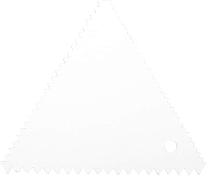 Restaurantware Pastry Tek 4.8 Inch x 3.8 Inch Cake Scraper 1 3-Pattern Cake Smoother - Fine Tooth Edges Wide Tooth Edges Metal Icing Smoother Hanging Hole For Decorating Or Sculpting Desserts