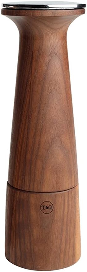 T&G CrushGrind Oblique Black Walnut Salt Mill, 20.5cm / Stylish Fine Dining Gourmet Fully Adjustable Ceramic Manual Grinder/Shaker/Coarse & Fine/Easy Fill by T%26G