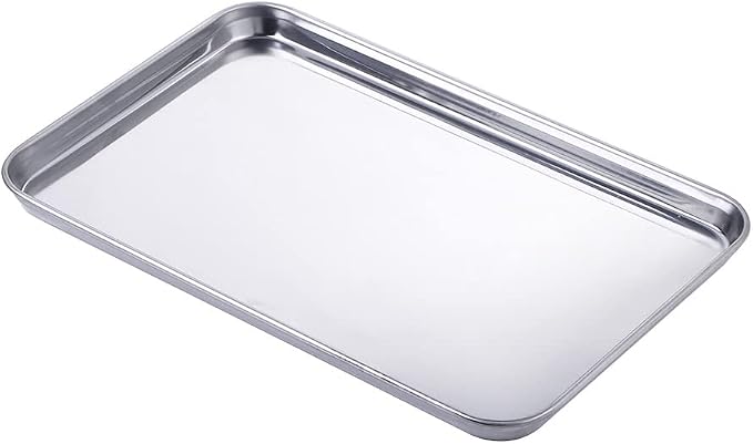 Baking Tray Storage Pastry Cookie Sheets Sturdy Fruit Plate Anti-Rust Rectangle Cake Dish(33x17x1.5 CM) by Unknown