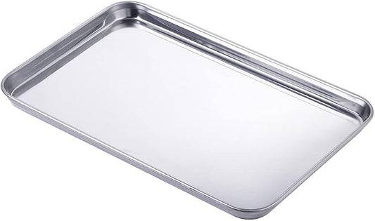 Baking Tray Storage Pastry Cookie Sheets Sturdy Fruit Plate Anti-Rust Rectangle Cake Dish(33x17x1.5 CM) by Unknown