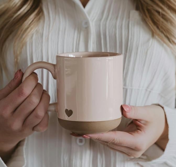 Sweet Water Decor Pink Heart Coffee Mug, 14oz Stoneware Cup with Handle for Hot Cocoa, Tea & Cider, Microwave & Dishwasher Safe, Romantic Valentine's Day Gift for Her - Image 5