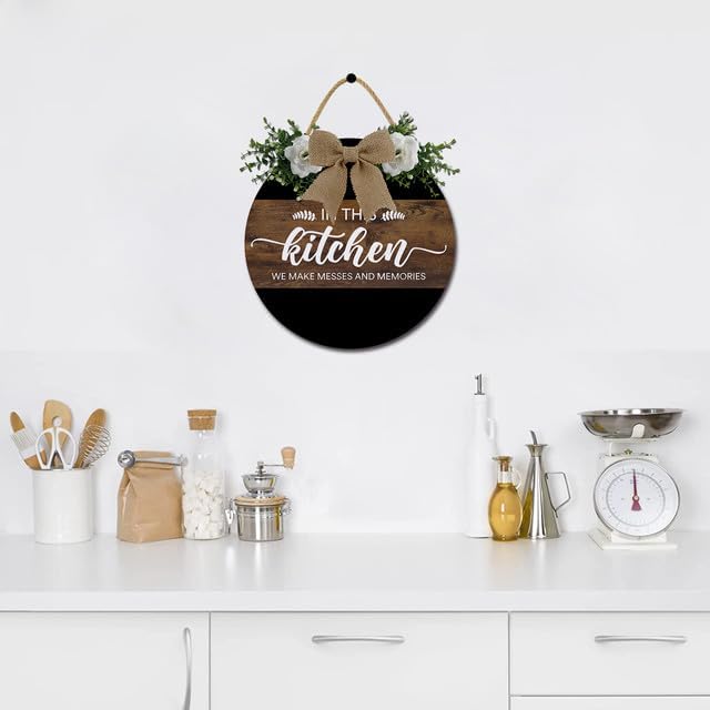 Kitchen Signs Wall Decor In this Kitchen We Make Messes and Memories Funny Dining Room Wall Decor Wood Hanging Sign Farmhouse Kitchen Dining Room Sign for Home 11inch - Image 5