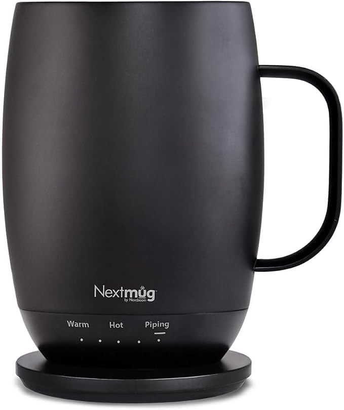 Nextmug Plus - Temperature-Controlled, Self-Heating Coffee Mug | (Black - 18 oz.) – No App, Long-Lasting Battery for Work & Study, Great Gift for Coffee Lovers by NextmugbyNextboom
