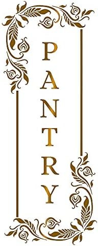 Vertical Pantry Decal/Sticker/Mural with Flower/Floral Pattern - Pantry Sign - Vinyl Wall Art Decal - Kitchen Door Décor (Glossy Vinyl, Gold Metallic, 24x9.5 inches) by Unknown