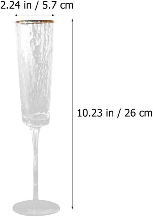 Luxshiny Sparkling Wine Glass Stylish Crystal Glassware Elegant European Style with Gold Textured Pattern, Solid Base and High-foot Design for Wedding Party and Special Occasions - Image 2
