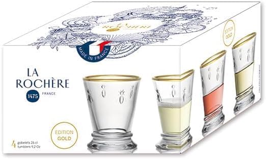 La Rochere Gold Rimmed Napoleon Bee Tumbler Set of 4 – La Rochere Bee Glassware Sets – Gold Rimmed Glassware (10 oz) - Image 5
