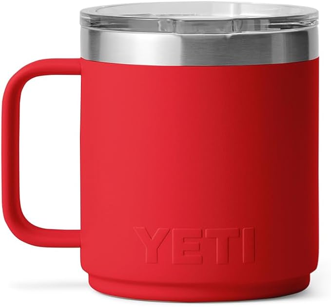 YETI Rambler 10 oz Ceramic Lined Stackable Mug, Vacuum Insulated, Stainless Steel with MagSlider Lid, Rescue Red - Image 8