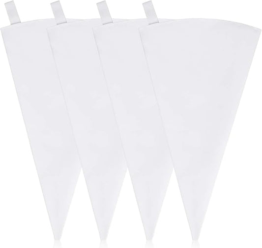 4 Pack Canvas Cloth Piping Bags Reusable Pastry Bags Fabric Icing Bags, Tipless Piping Bags for Baking, 12 inch Cake Piping Bags Cake Decorating Bags Icing Piping Bags (White)