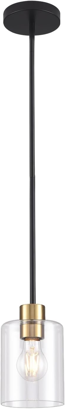 Black Brass Pendant Lights Kitchen Island - Clear Glass Pendant Light Fixture Multiple Stems Rods 3 Units 12 Inch 3 Units 4 Inch (1 Pack Black Brass Downrod) by KLSSLighting