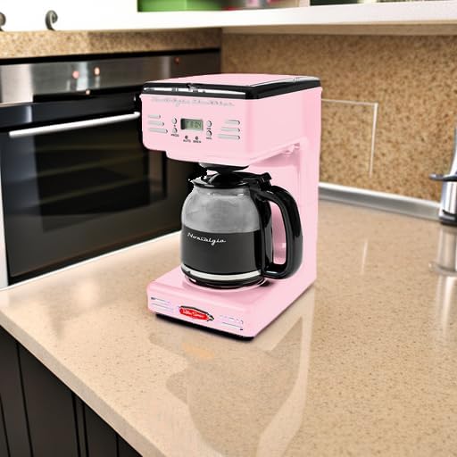 Nostalgia Retro 12-Cup Programmable Coffee Maker With LED Display, Automatic Shut-Off & Keep Warm, Pause-And-Serve Function, Pink - Image 5