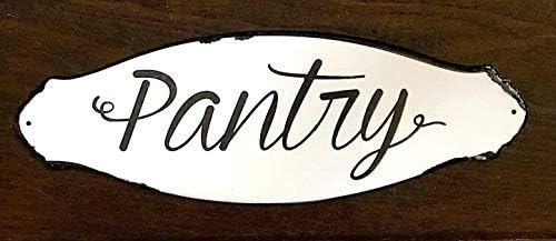Pantry Wall Door Sign Kitchen Storage Designation Metal Rustic White Black Farmhouse Rustic Vintage Plaque 12" x 4" - Image 3