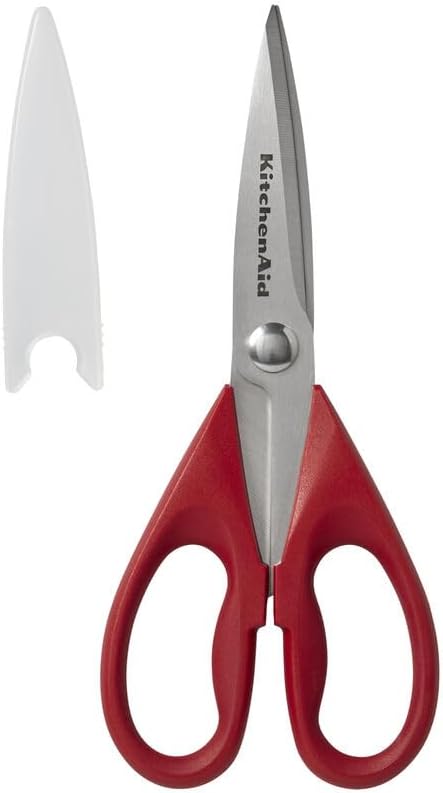 KitchenAid All Purpose Kitchen Shears with Protective Sheath Durable Stainless Steel Scissors, Dishwasher Safe, Soft Grip Comfort Handle, 8.72 Inch, Red - Image 7