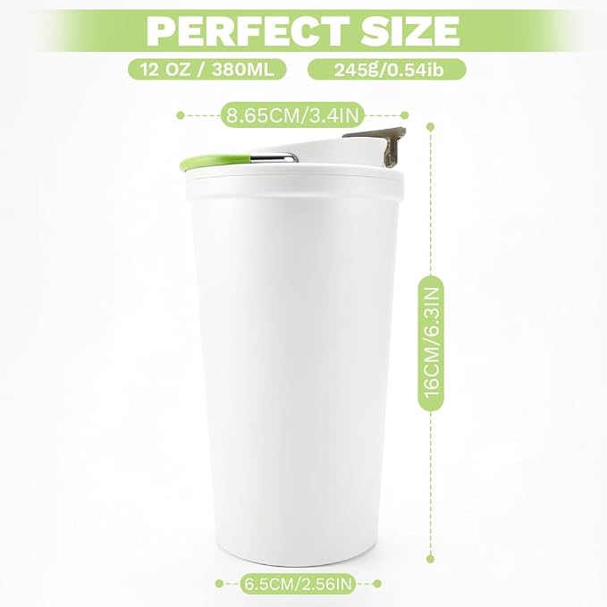 SPLMIFA Travel coffee mugs leak-proof, reusable coffee cup with lid, stainless steel vacuum insulated coffee tumblers, thermal insulation cups for men & women keep drinks hot & cold (6th-White, 12OZ) - Image 2
