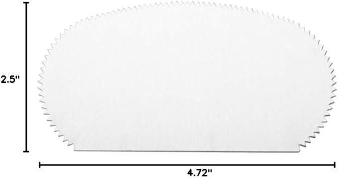 Restaurantware Pastry Tek 4.8 Inch x 2.5 Inch Cake Scraper 1 2-Pattern Cake Smoother - Fine Tooth Edges Straight Edges Metal Icing Smoother Hanging Hole For Decorating Or Sculpting Desserts