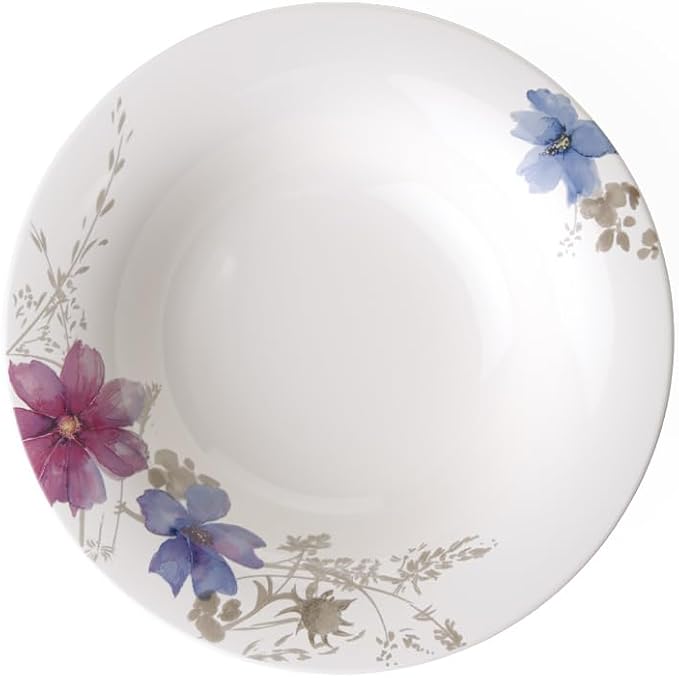 Villeroy & Boch Mariefleur Gris Basic Soup Plate, 23 cm, Premium Porcelain, White/Multicoloured by Unknown