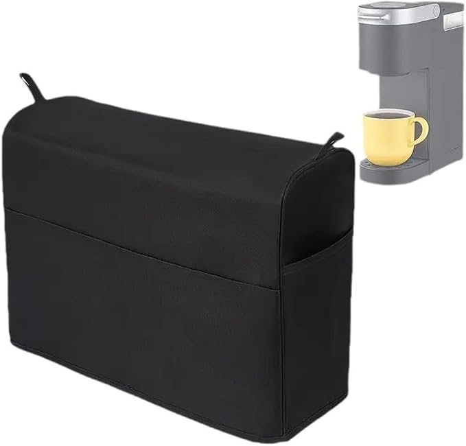 Black Oxford Fabric Cover for Single Cup Coffee Machines, Dust Protector 35.6x25.4x38.1 cm, Easy Clean Appliance Case for Home Kitchen Decor by Unknown