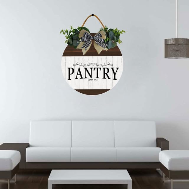 Uptell 12" Farmhouse Pantry Signs Pantry Open 24/7 Wall Door Decor Farmhouse Pantry Wall Decoration,Wood Wall Hanging Plaque Sign for Pantry Room Kitchen Decor 12 Inch - Image 2