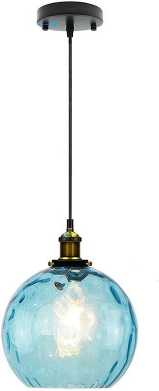 Pendant Light Shade Industrial Hanging Lights Fixtures Ceiling Outdoor Pendant Lighting for Kitchen Island Dining Room Unique Lamp in Kitchen Farmhouse Bedroom (Blue, 7.8 Inches) by I-xun