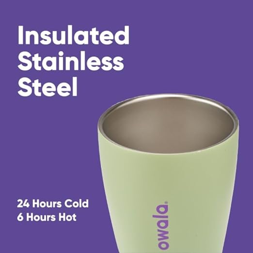 Owala SmoothSip Insulated Stainless Steel Coffee Tumbler, Reusable Iced Coffee Cup, Hot-Coffee Travel Mug, Perfect for Cappuccino, BPA Free, 10 oz, Green (Hip Cactus) (Pack of 8)