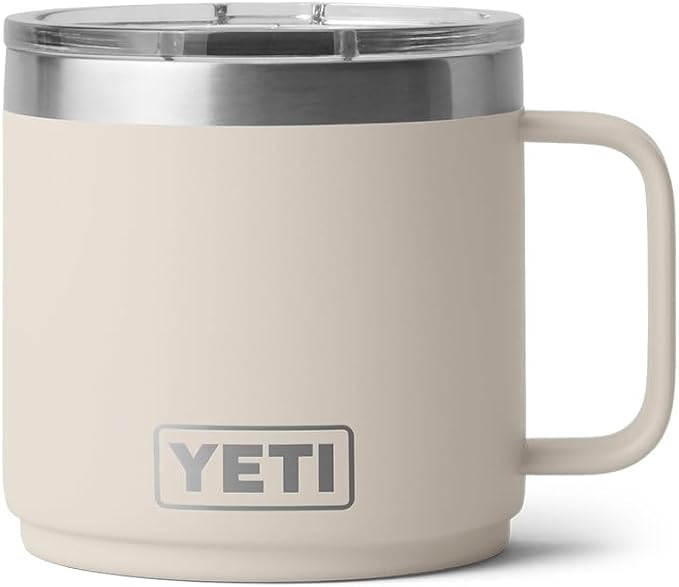 YETI Rambler 14 oz Ceramic Lined Stackable Mug, Vacuum Insulated, Stainless Steel with MagSlider Lid, Cape Taupe - Image 3
