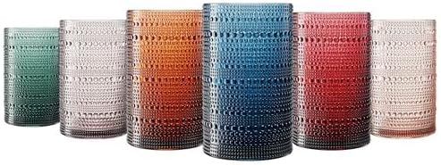 Khen Plastic Hobnail Drinking Highball Glasses Set of 6 Neutral Tones Cups 14oz, Shatterproof & Unbreakable Acrylic Beaded Design, BPA-Free, Dishwasher Safe Indoor/Outdoor Drinkware Water, Cocktails - Image 2